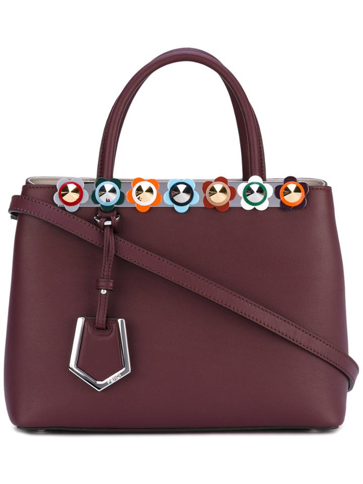 Fendi Petite 2jours Tote With Flower Appliqués - Pink & Purple
