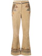 Alberta Ferretti Stud Embellished Trousers - Brown