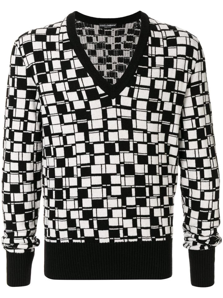 Dolce & Gabbana Geometric Cashmere Pullover - White