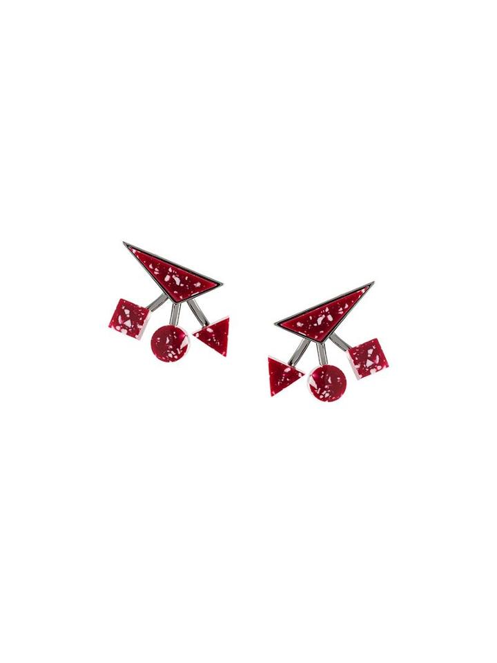 Eshvi Geometric Earrings, Women's, Red