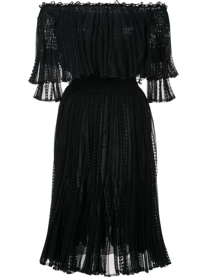 Alexander Mcqueen Off The Shoulder Knitted Dress, Women's, Size: Small, Black, Silk/cotton/polyimide