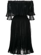 Alexander Mcqueen Off The Shoulder Knitted Dress, Women's, Size: Small, Black, Silk/cotton/polyimide