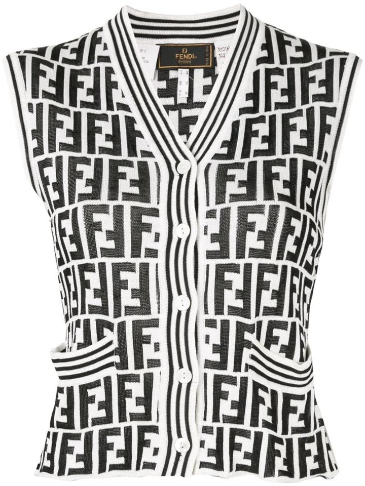 Fendi Pre-owned Ff Logo Knit Vest - White
