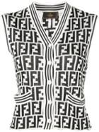 Fendi Pre-owned Ff Logo Knit Vest - White