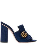 Gucci Gg Logo Buckle Heeled Sandals - Blue