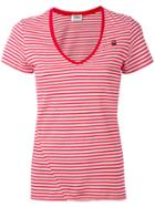 Sonia By Sonia Rykiel - V-neck Striped T-shirt - Women - Cotton - M, Red, Cotton