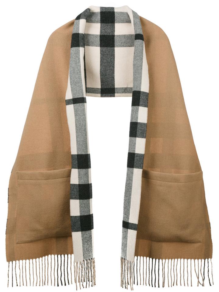 Burberry Check Scarf, Women's, Brown, Cashmere/merino