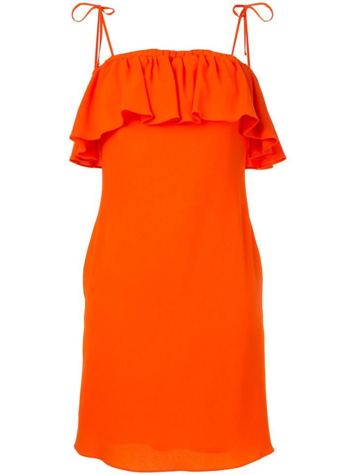 Sonia By Sonia Rykiel - Ruffled Fitted Dress - Women - Triacetate/polyester - Xs, Yellow/orange, Triacetate/polyester