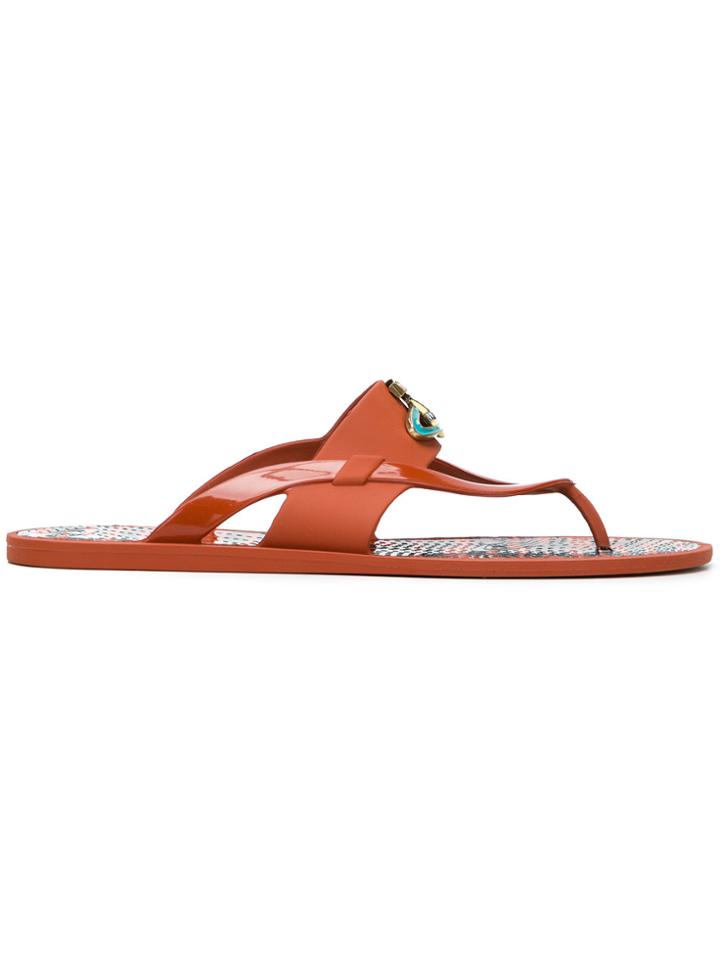 Vivienne Westwood Logo Plaque Flip Flops - Red