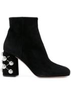 Miu Miu Embellished Ankle Boots - Black