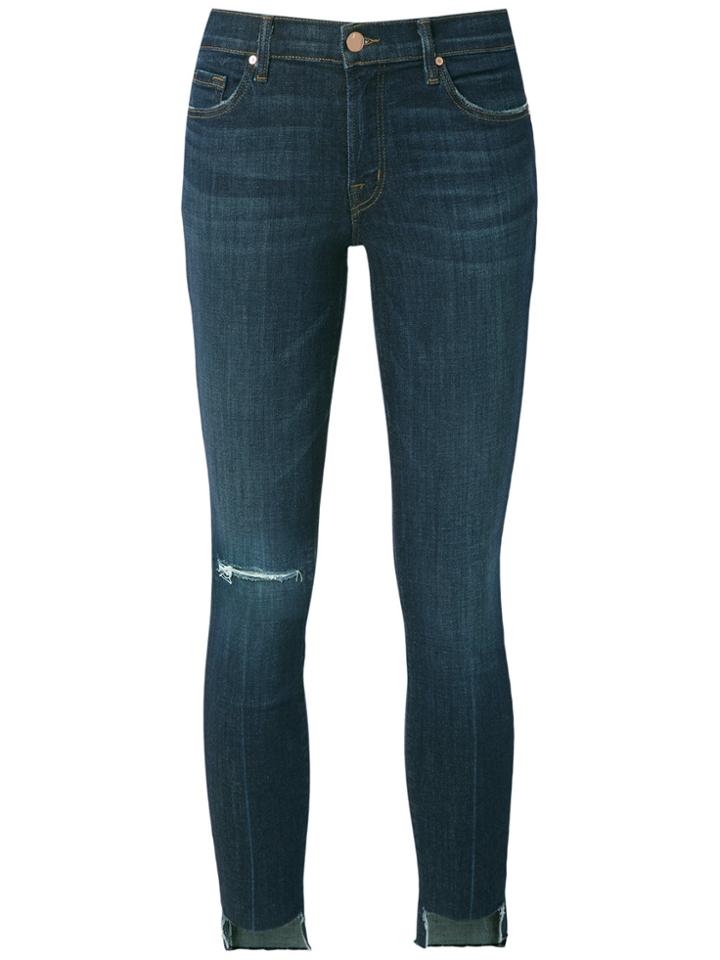J Brand Distressed Cropped Jeans - Blue