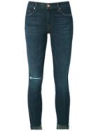J Brand Distressed Cropped Jeans - Blue