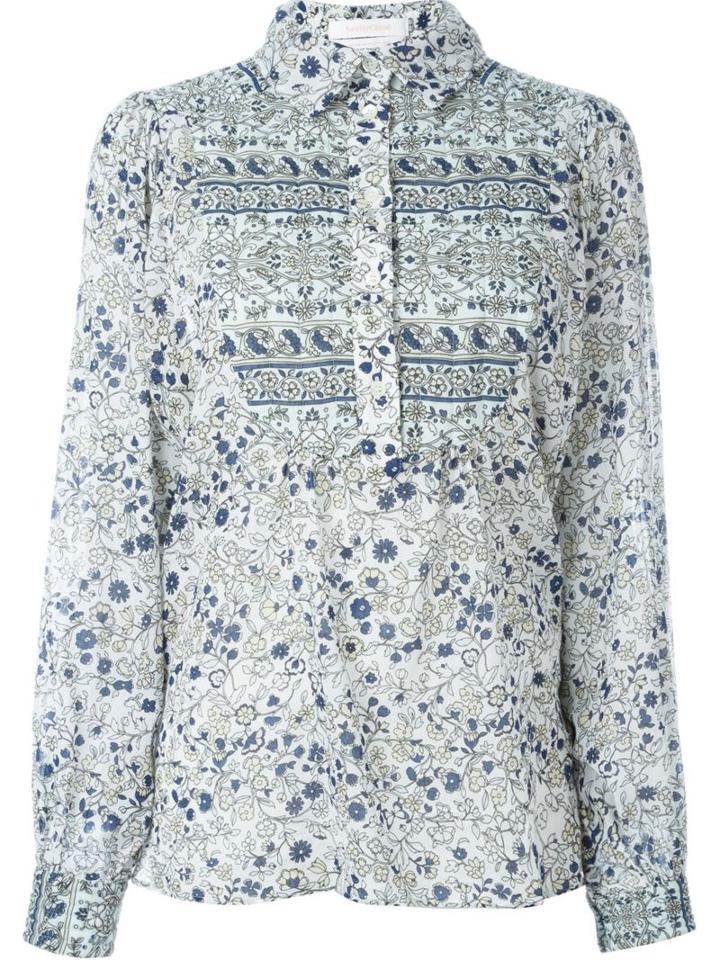 See By Chloé Boho Floral Print Shirt, Women's, Size: 38, White, Cotton
