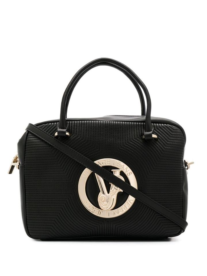 Versace Jeans Logo Plaque Tote Bag - Black