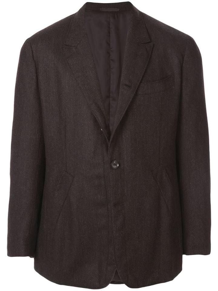 Caruso Single-breasted Tweed Jacket - Black