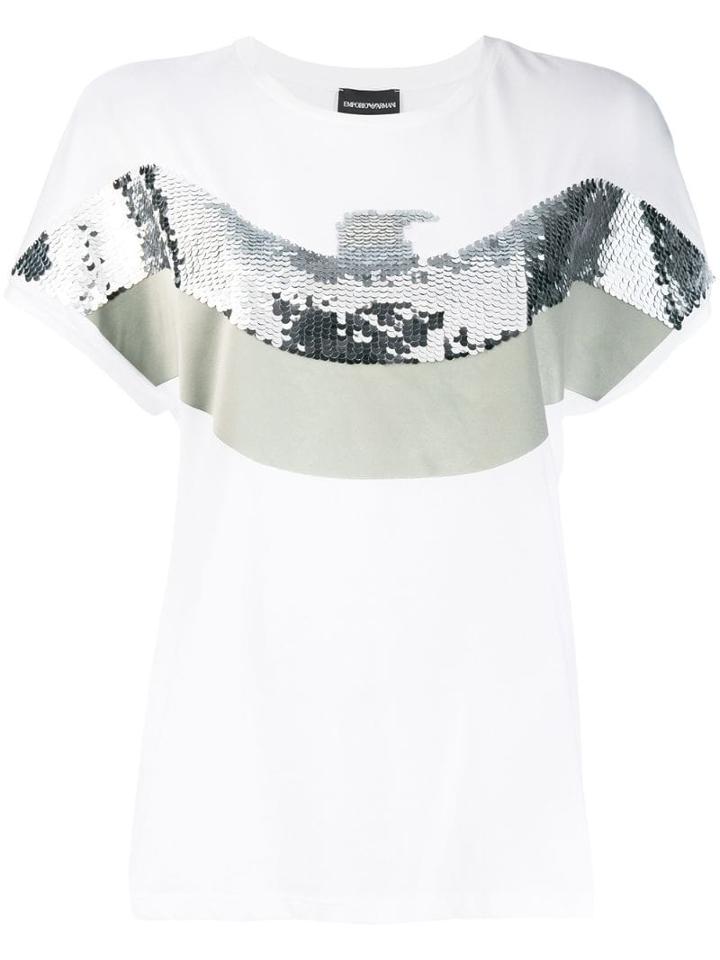 Ea7 Emporio Armani Sequin Logo T-shirt - White