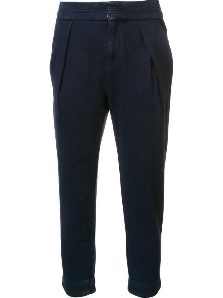 Ag Jeans Cropped Tapered Trousers, Women's, Size: 28, Blue, Cotton