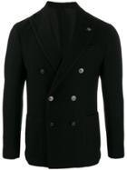 Lardini Double-breasted Fitted Blazer - Black