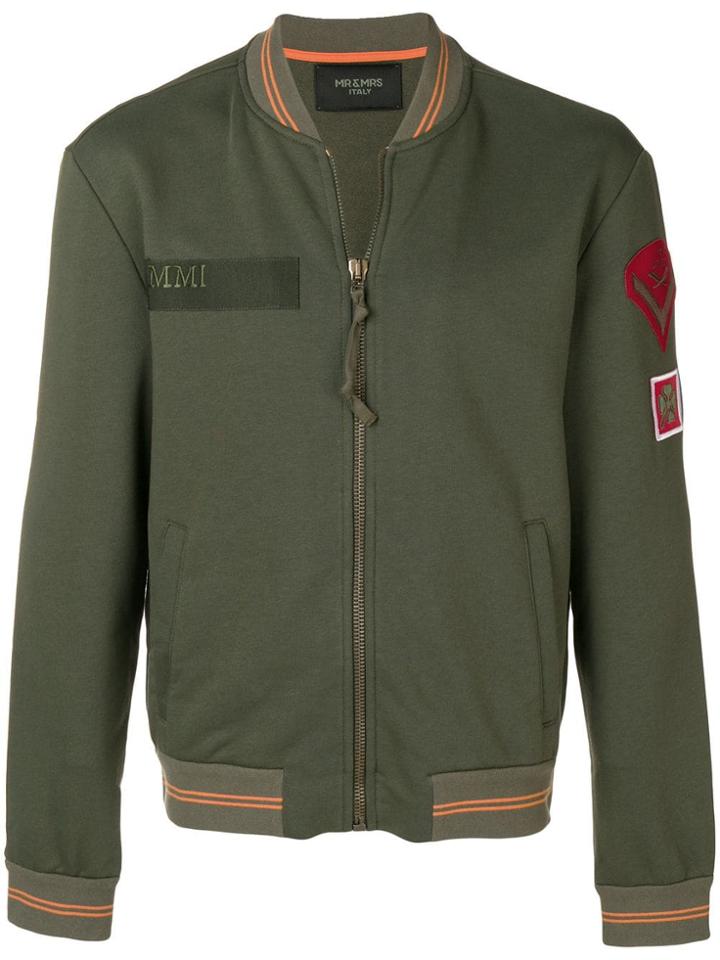 Mr & Mrs Italy Patch Detail Zipped Sweatshirt - Green
