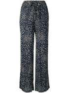 Ganni Straight-leg Floral Print Trousers - Blue