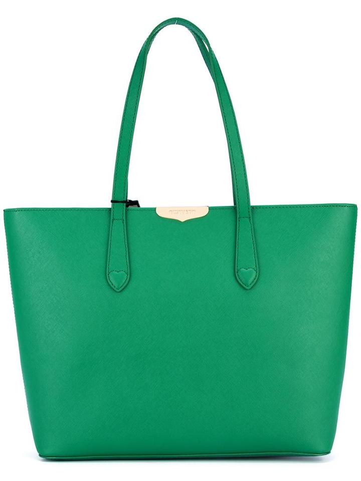 Twin-set Logo Plaque Tote, Women's, Green, Leather