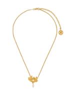 Givenchy Vintage Drop Pearl Charm Necklace - Gold