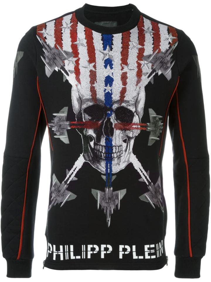 Philipp Plein Eagle Pride Sweatshirt, Men's, Size: L, Black, Cotton/glass