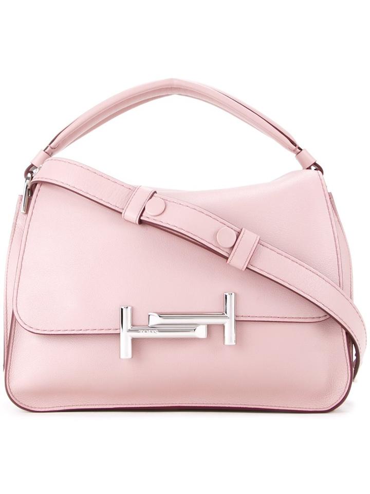 Tod's Logo Plaque Tote, Women's, Pink/purple