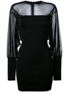 Balmain Sheer Panel Fitted Dress, Women's, Size: 36, Black, Polyamide/viscose/spandex/elastane
