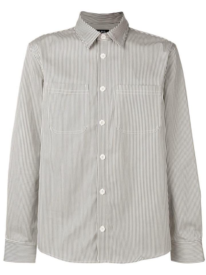 A.p.c. Pinstripe Button Shirt - Grey