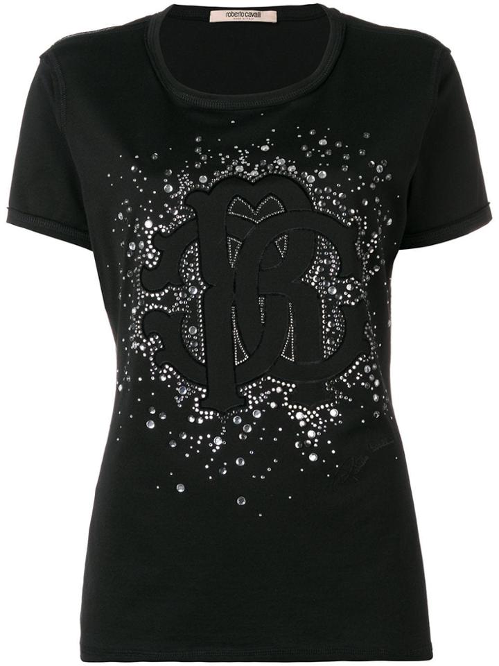 Roberto Cavalli Embellished Logo T-shirt - Black
