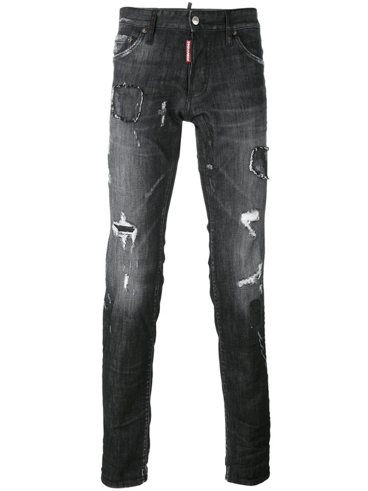 Dsquared2 Distressed Slim Fit Jeans - Black