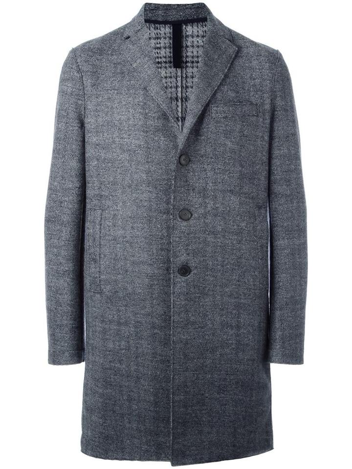 Harris Wharf London Boxy Tweed Coat, Men's, Size: 48, Grey, Virgin Wool