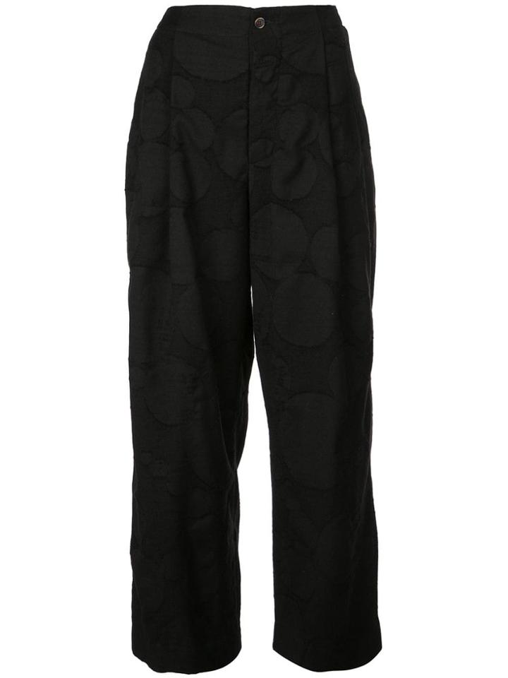 Uma Wang Circle Patterned Wide Leg Trousers - Black