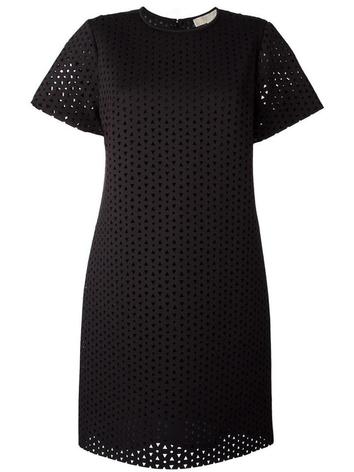Michael Michael Kors Cut-out Embroidered Mini Dress, Women's, Size: Medium, Black, Cotton/polyester/spandex/elastane
