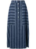 Carolina Herrera Denim Stripe Button Skirt - Blue