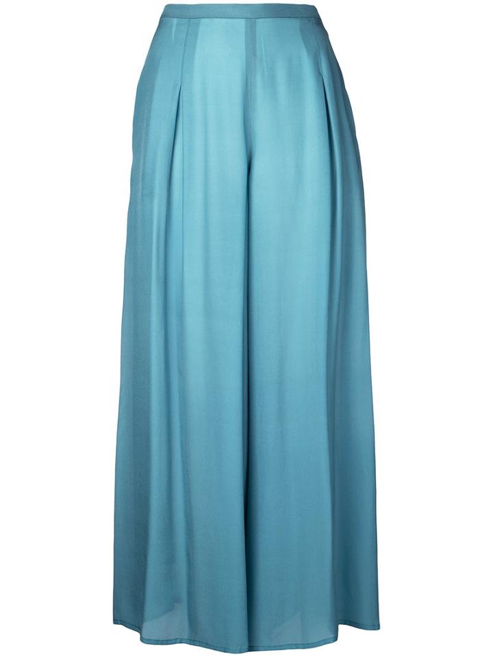 Paule Ka - Wide Leg Woven Trousers - Women - Silk - 46, Women's, Green, Silk