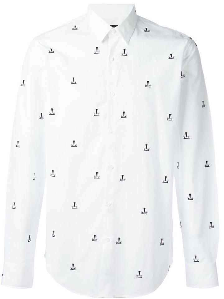 Fendi Bag Bugs Shirt, Men's, Size: 39, White, Cotton/polyester