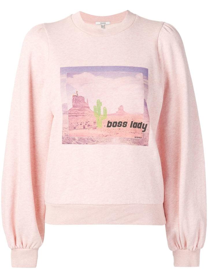 Ganni Puffed Boss Lady Sweatshirt - Pink