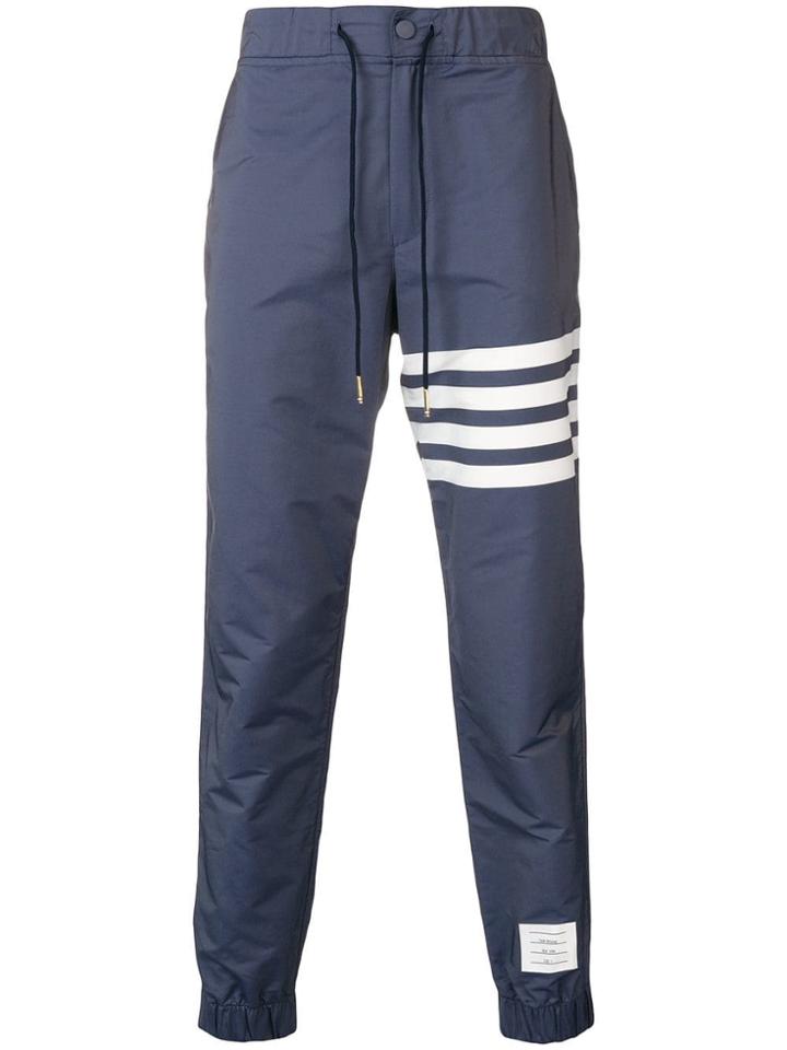 Thom Browne Stripe Detail Slim Trousers - Blue