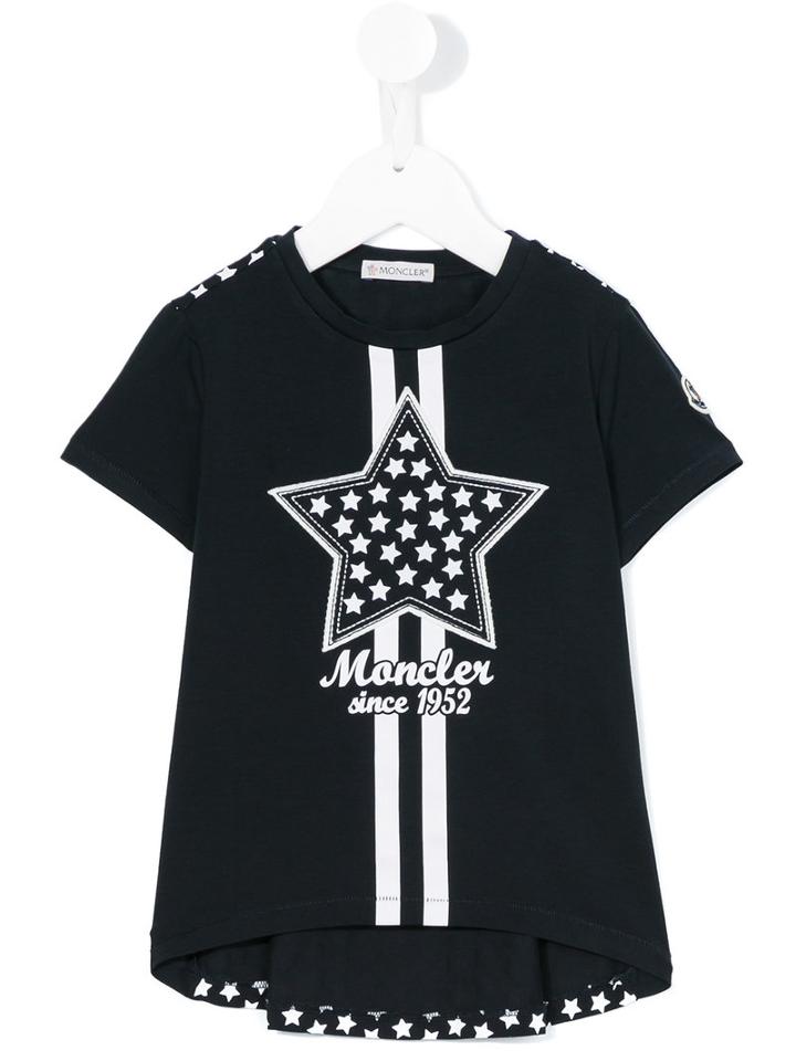 Moncler Kids - Star Logo Print T-shirt - Kids - Cotton/spandex/elastane - 4 Yrs, Black