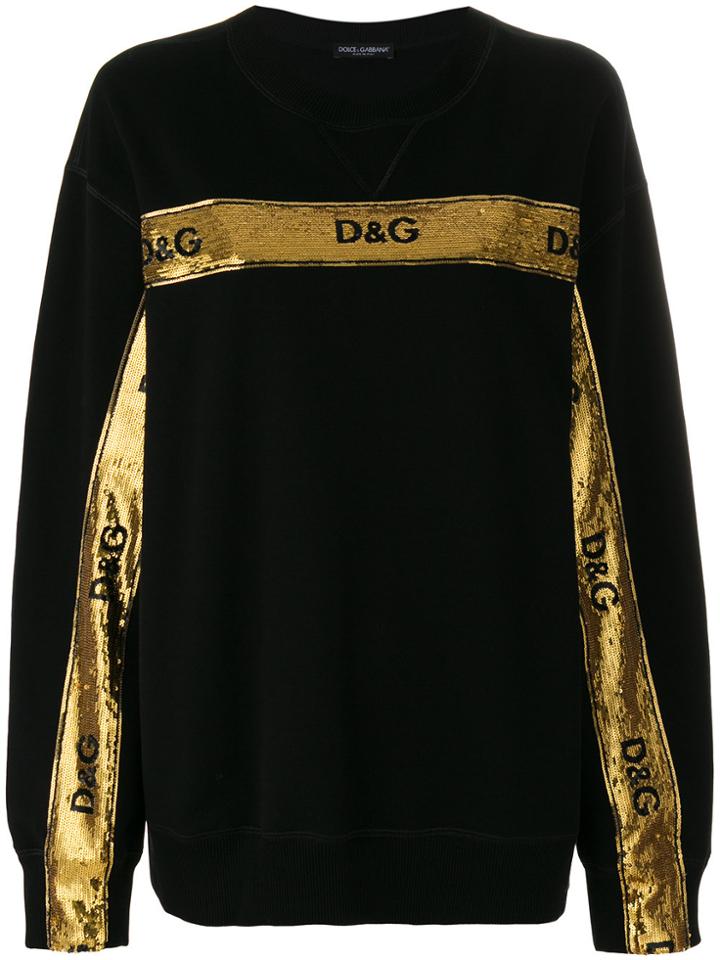 Dolce & Gabbana Sequinned Logo Banner Sweatshirt - Black