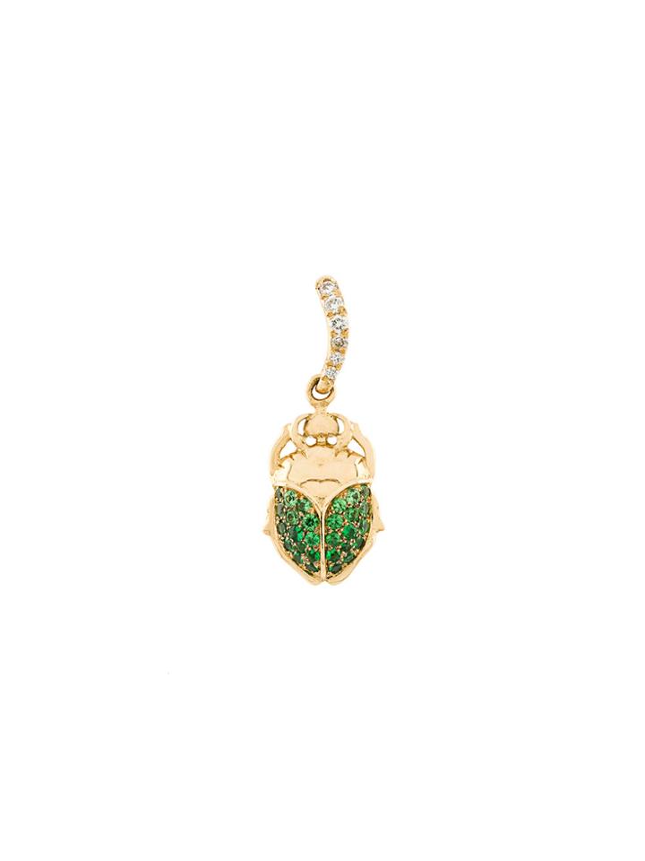 Aurelie Bidermann Mini Scarab Tsavorite And Diamond Pendant - Metallic