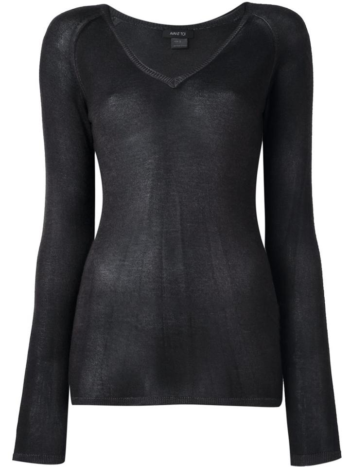 Avant Toi V-neck Pullover, Women's, Size: Small, Grey, Silk/cashmere