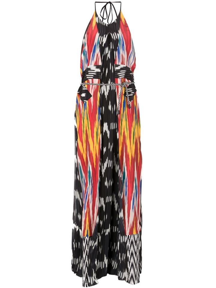 Altuzarra Ikat Print Halterneck Dress, Women's, Size: 38, Black, Silk/polyester