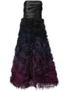 Marchesa Notte Rose Appliqué Gown - Black