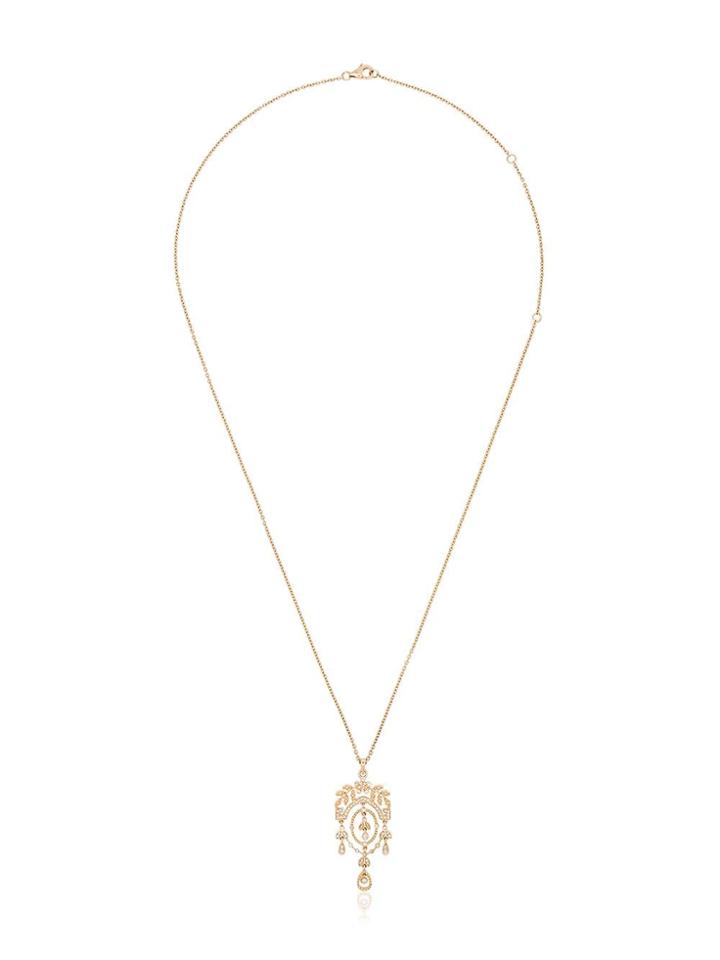 Yvonne Léon Collier Mini Feuille 18kt Yellow Gold Diamond Necklace