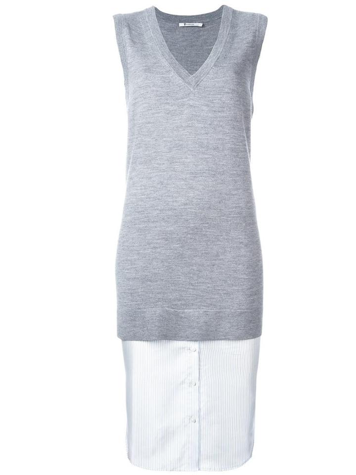 T By Alexander Wang Layered Knit Top, Women's, Size: Small, Grey, Merino/viscose
