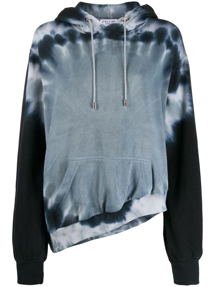 Collina Strada Tie-dye Asymmetric Hem Hoodie - Black