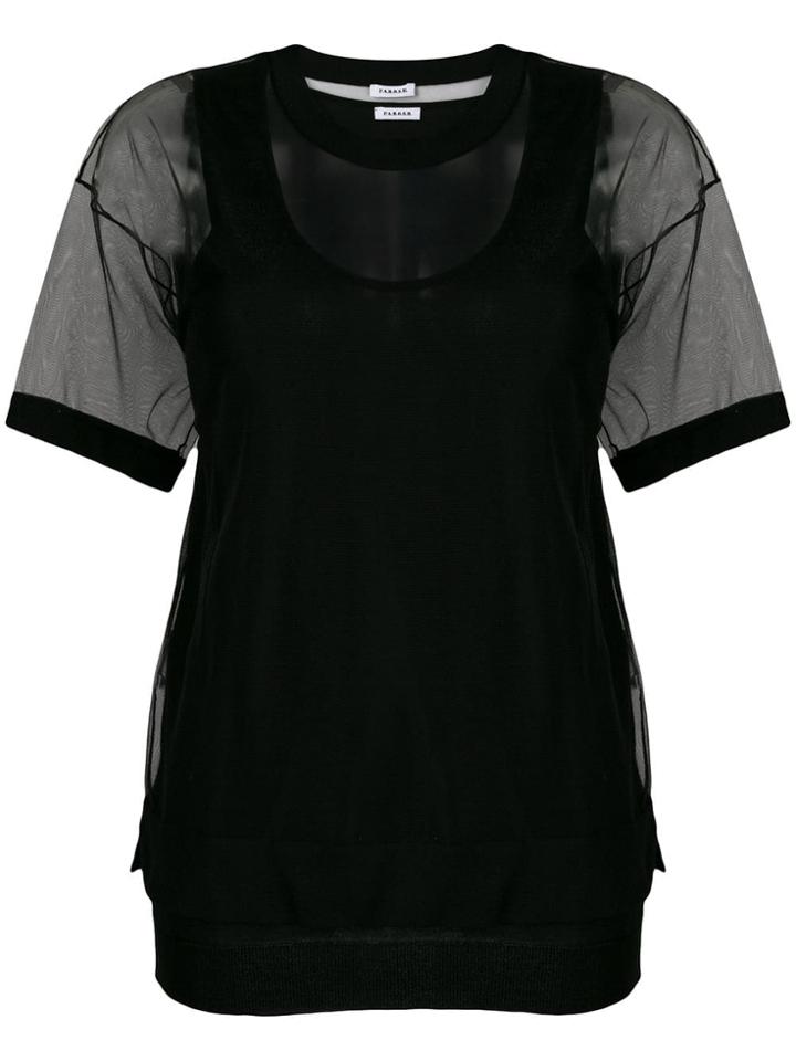 P.a.r.o.s.h. Oversized Tulle T-shirt - Black